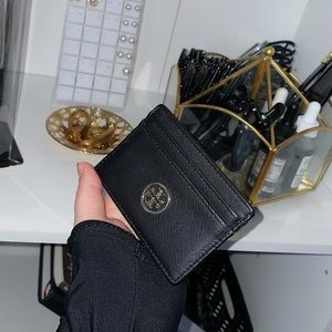 TORY BURCH KIRA CHEVRON CARD CASE || BLACK🖤